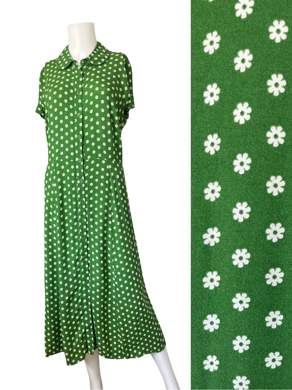 Reformation Wilma Floral Print Midi Dress Green Summer Womens Size 10